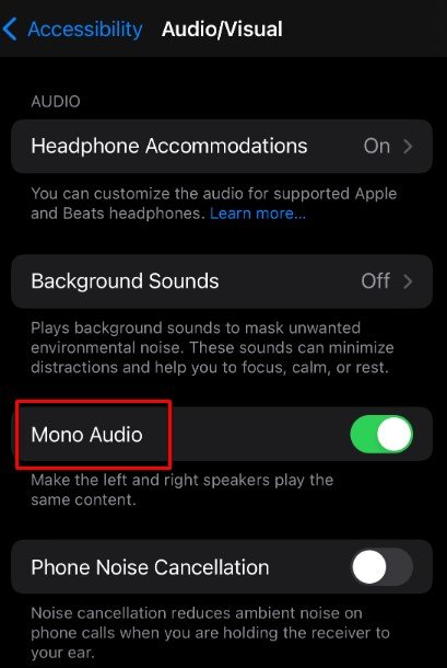 Mono-Audio im iPhone