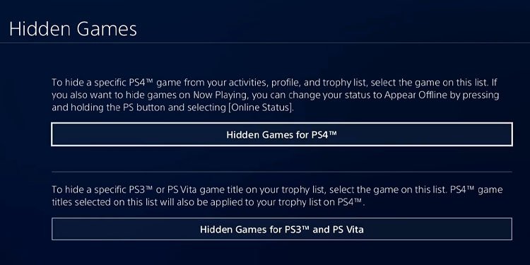 PS4-Spiele auf PS4 ausblenden