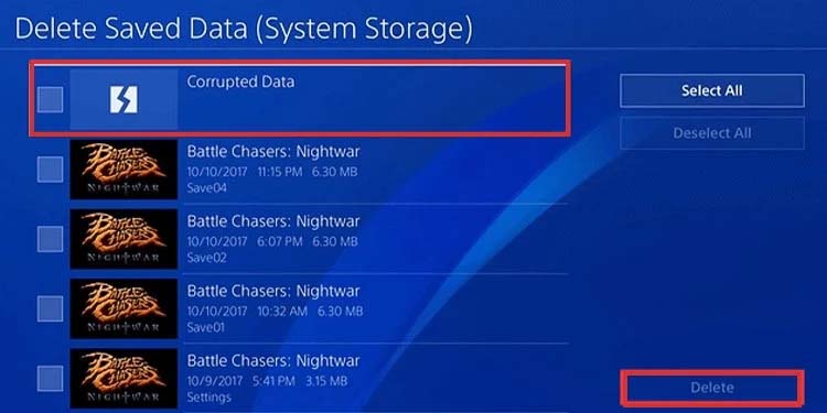 PS4 beschädigte Daten löschen 