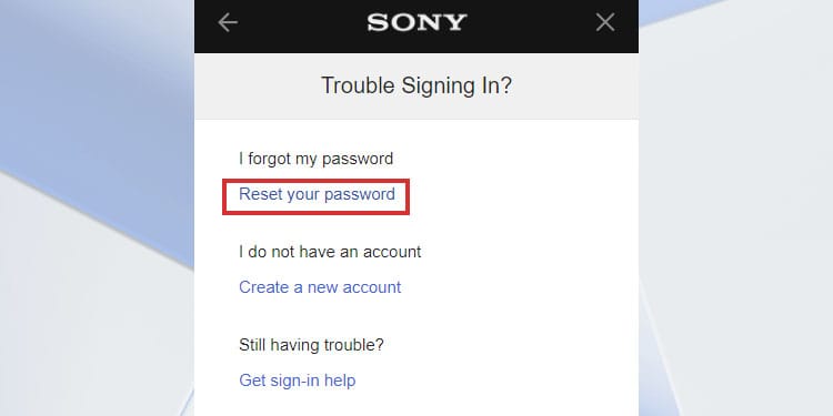 PSN-Passwort zurücksetzen
