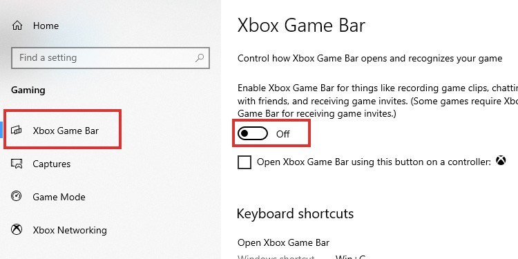Deaktivieren Sie die Xbox Game Bar Windows 10 