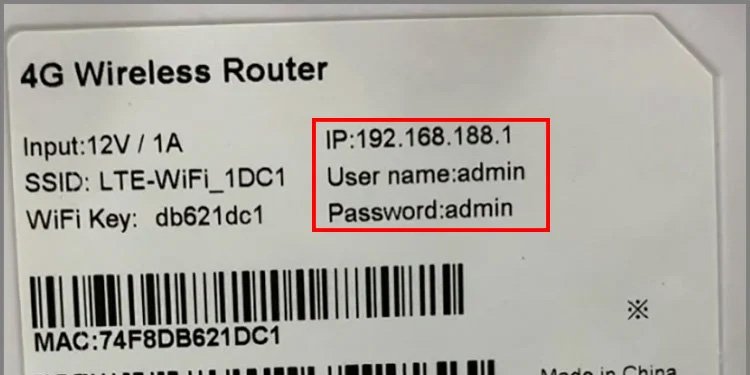 IP-Adresse des Routers auf der Rückseite 