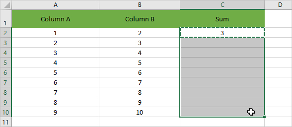 Paste-formula-to-apply-formula-to-cell-till-the-end-of-column-Excel