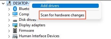Auf Hardware-Änderung scannen