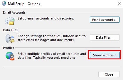 Outlook-Profil anzeigen