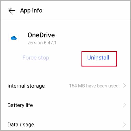 Deinstallieren von OneDrive auf Mobilgeräten