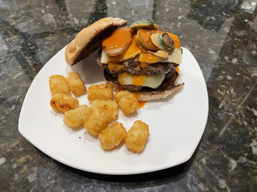 Esman’s Fire Burger on the Blackstone (Smash Burgers)
