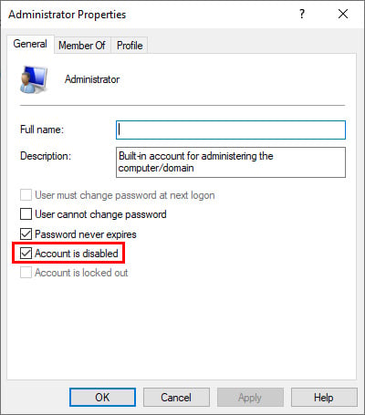 account-is-disabled-administrator-properties