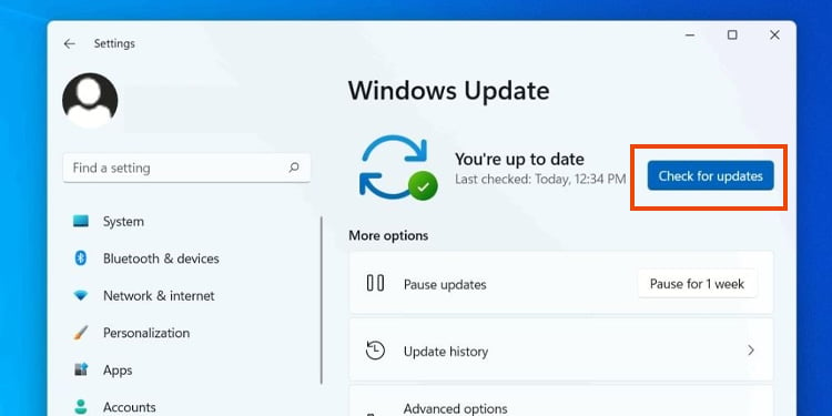 Nach Updates für Windows 11 suchen 