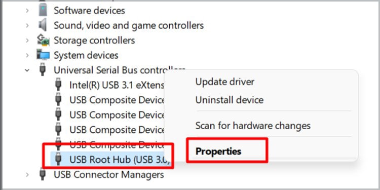USB-Eigenschaften