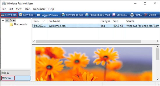 Windows-Fax-und-Scan-Neuer-Scan