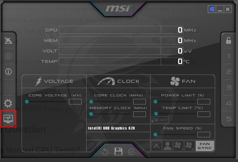 MSI Afterburner-Monitorsymbol