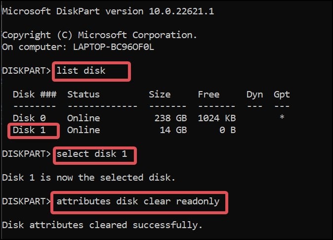 Diskpart List-Datenträger