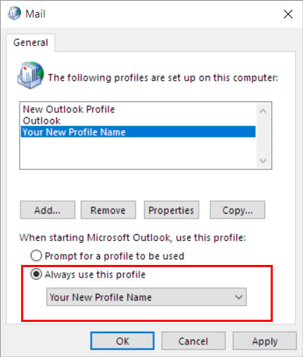 Use-the-new-Outlook-profile