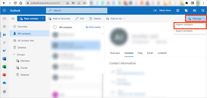 Import-Outlook-contact-on-the-web-version