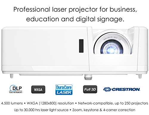Optoma ZW403 WXGA Professioneller Laserprojektor | DuraCore Laserlichtquelle bis zu 30.000 Stunden | Crestron-kompatible | 4K HDR-Eingang | Hohe helle 4500 Lumen | 2 Jahre Garantie, Weiß