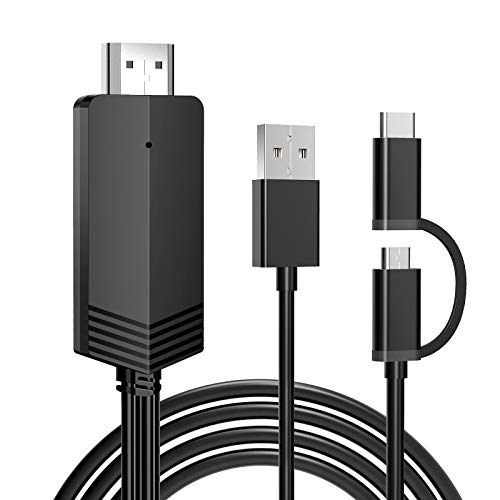 2-in-1 USB Typ C Micro USB zu HDMI Kabel, Weton MHL zu TV HDMI Adapter 1080P HD HDTV Spiegelung & Ladekabel, Digital AV Video Adapter für Android...