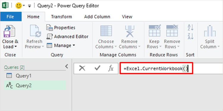 Power Query der aktuellen Excel-Arbeitsmappe