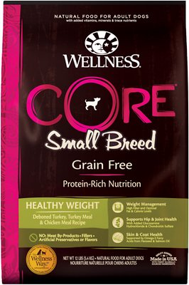 Wellness CORE Getreidefreie kleine Rasse gesund Weight entbeinter Truthahn Rezept Trockenfutter für Hunde