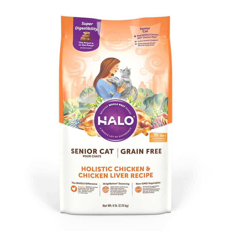 Halo getreidefreies Seniorenfutter eines der besten Katzenfutter für ältere Katzen, die sich übergeben
