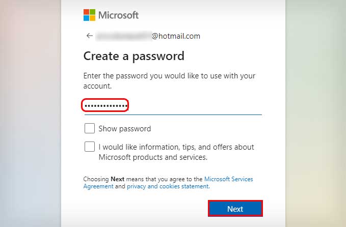 Create-Password-for-New-Hotmail-ID