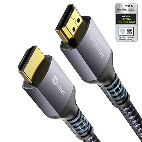 HDMI 2.1 Kabel 10FT / 3M, Stouchi (zertifiziert) 48Gbps Ultra High Speed 8K60 4K120 144Hz RTX 3090 eARC HDR10 HDCP 2.2 &2.3 Dolby Kompatibel mit Playstation 5 / PS5 / Xbox Series X / Samsung / Sony / LG / Roku / TCL TV