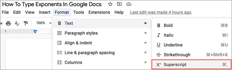 Google-Docs-Format-Menü-Text-Hochstellung